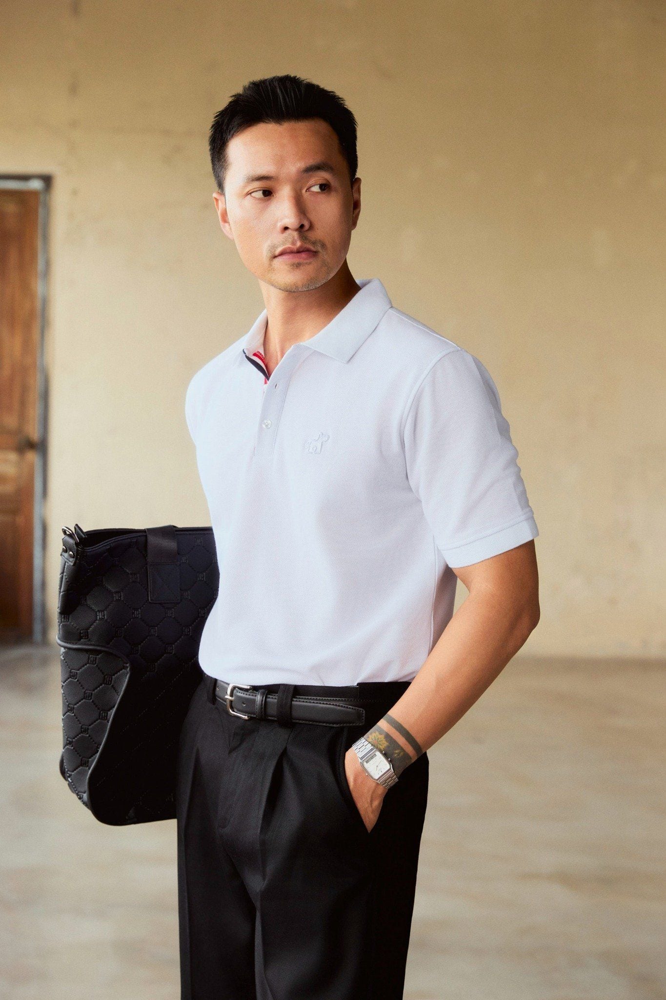  Áo Polo Collage Piece White 