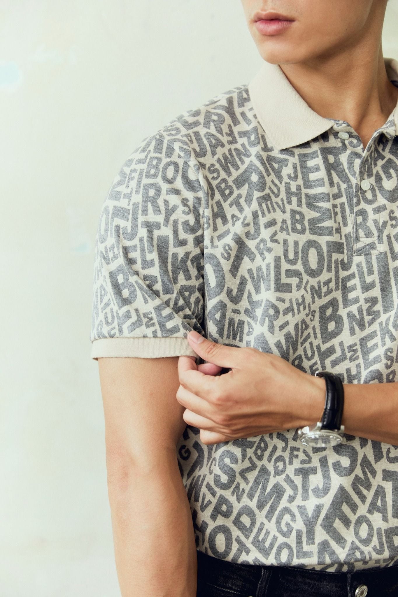 Áo Polo Random Words Pattern