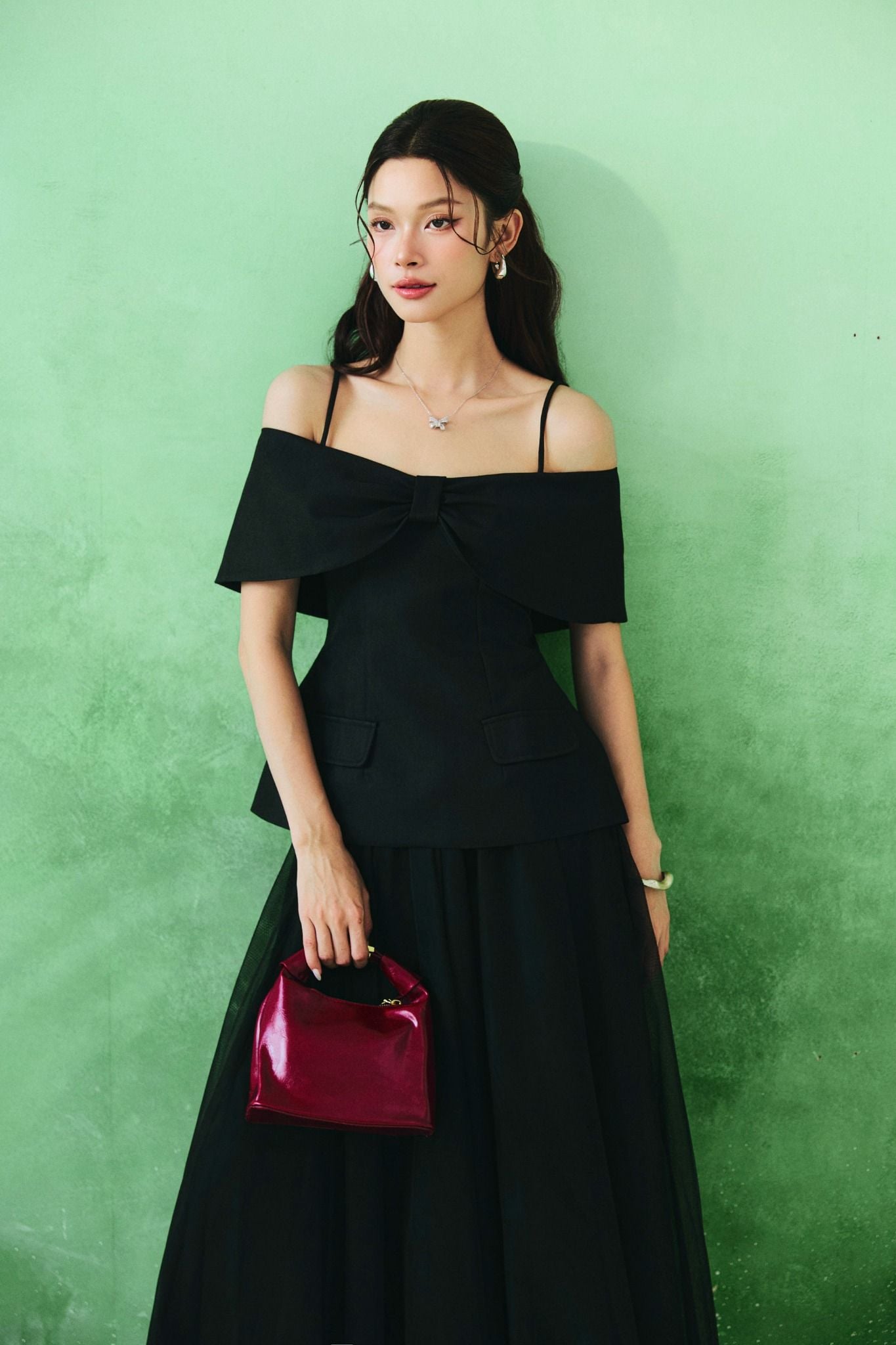 Áo Elegant Off Shoulder Bow Top