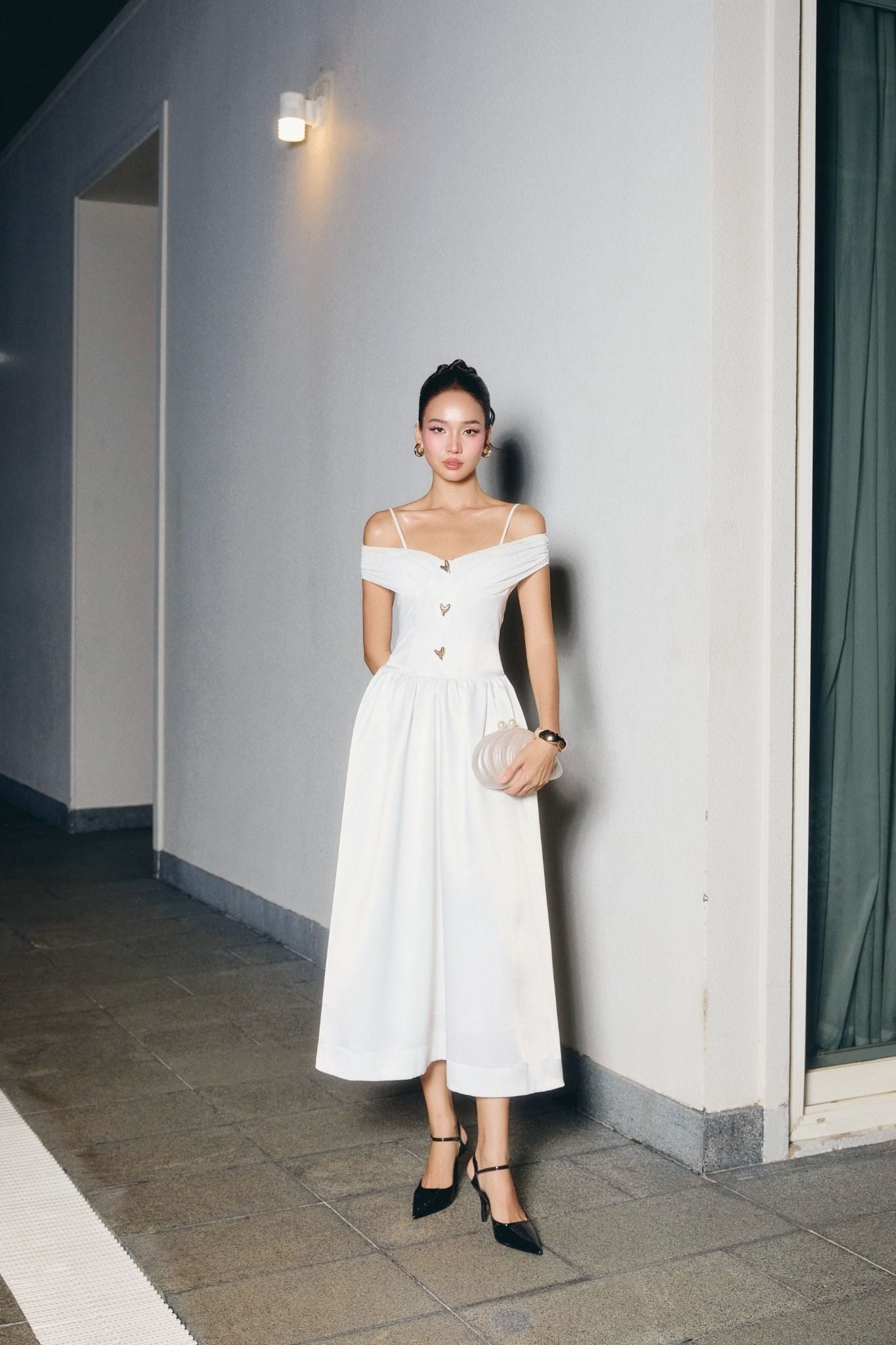  Đầm Dài Girly Offshoulder Neckline 