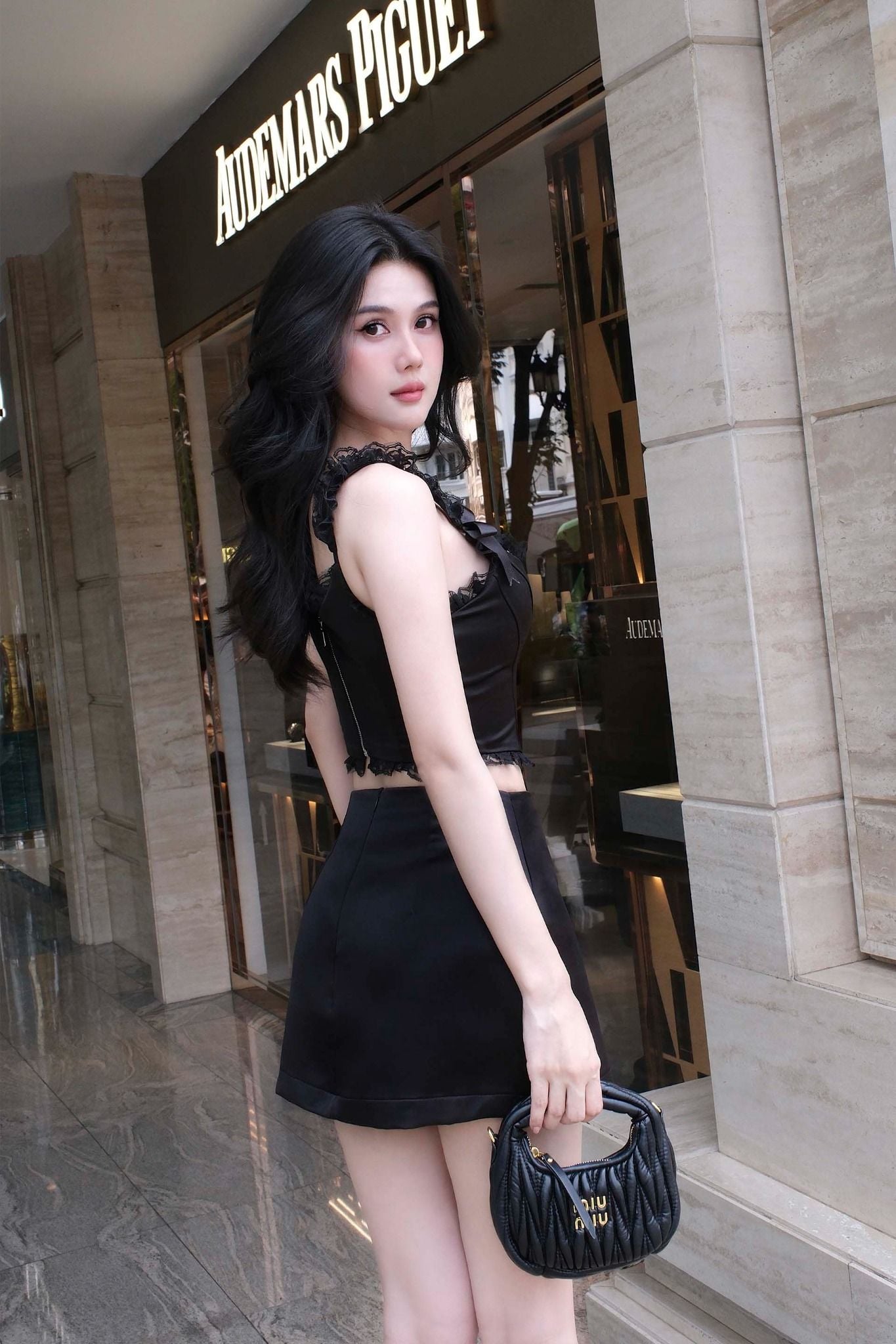 Set Lace Corset Top Short Skirt