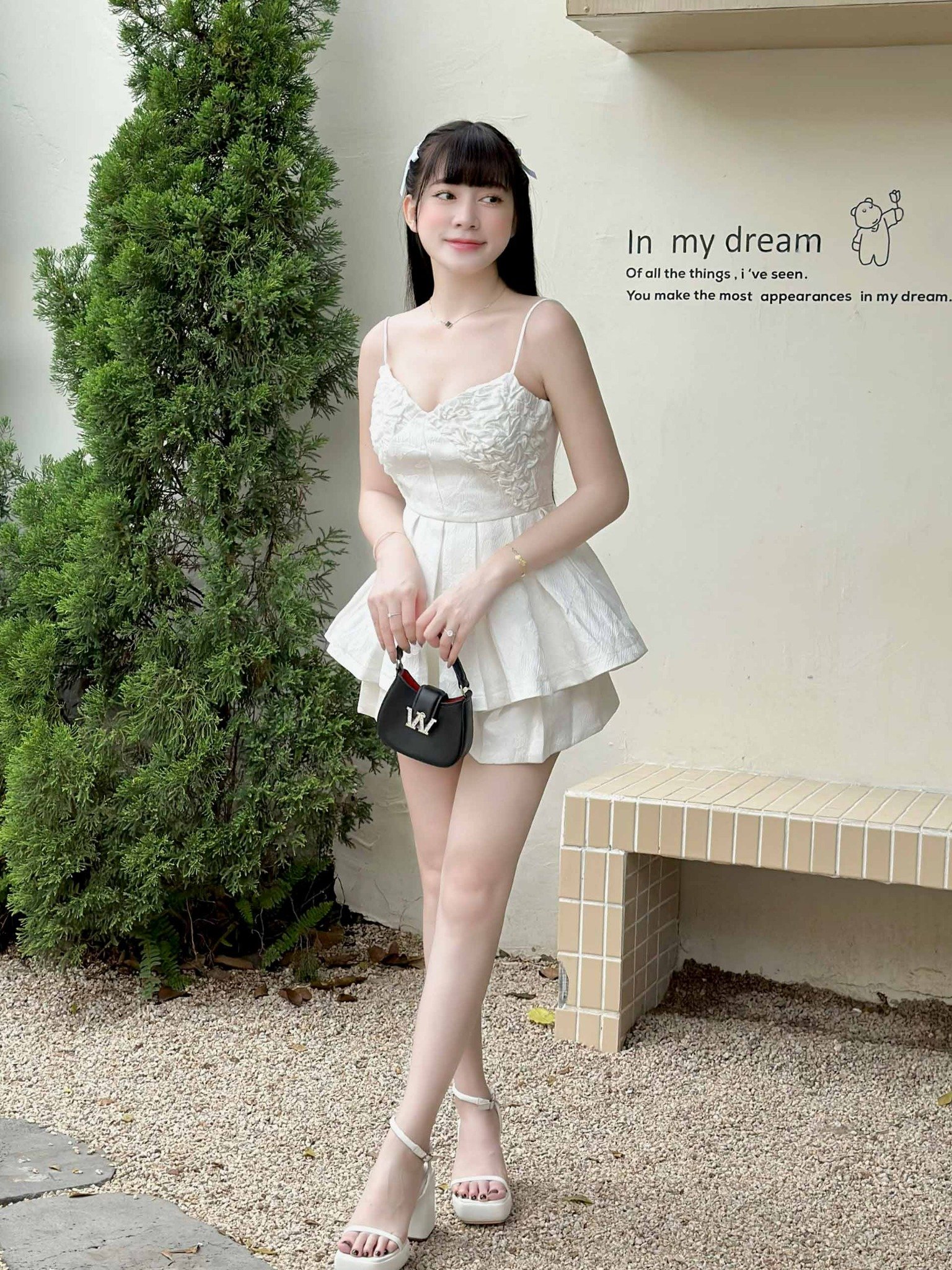 Set Pleat String Top Short Skirt