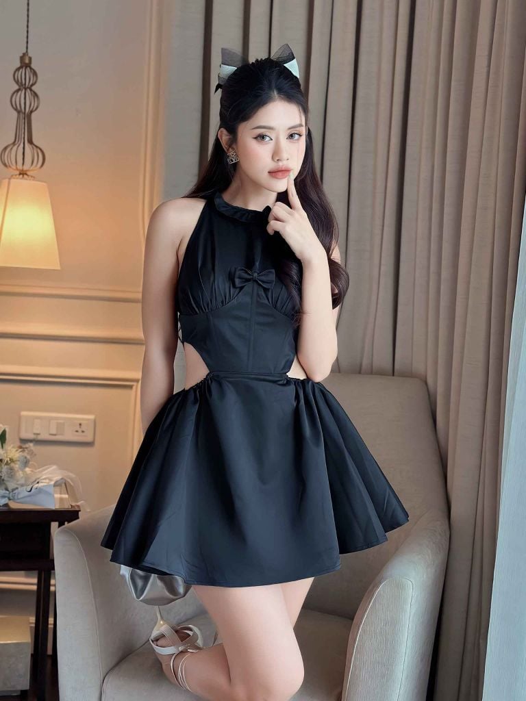  Đầm Ngắn Sun Sleeveless Cutout 