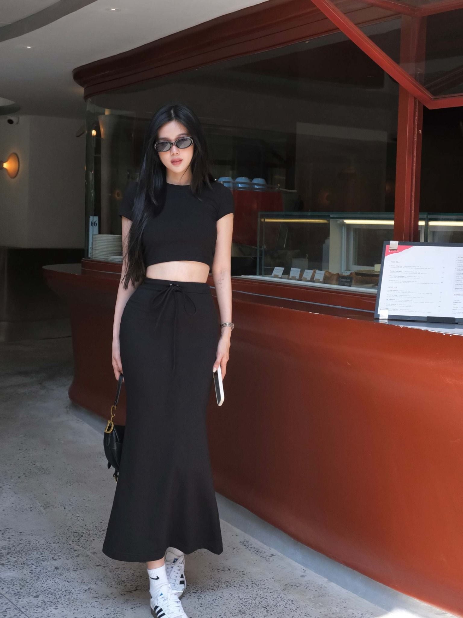 Set Crop T-shirt With Long String Skirt