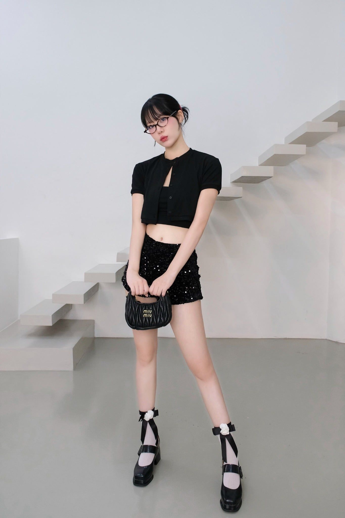 Set Grey Top Sequins Short