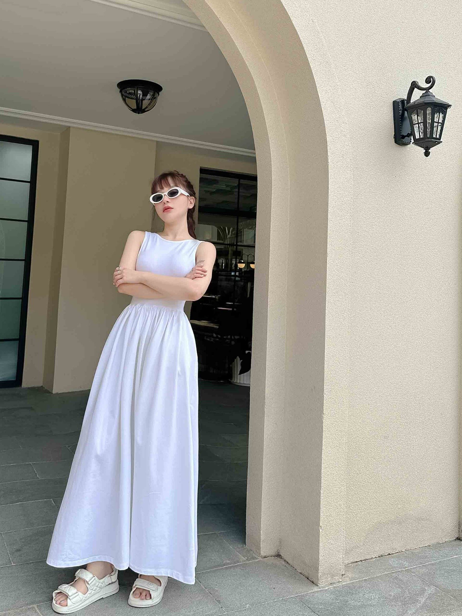 Đầm Dài Plain Sleeveless Flare