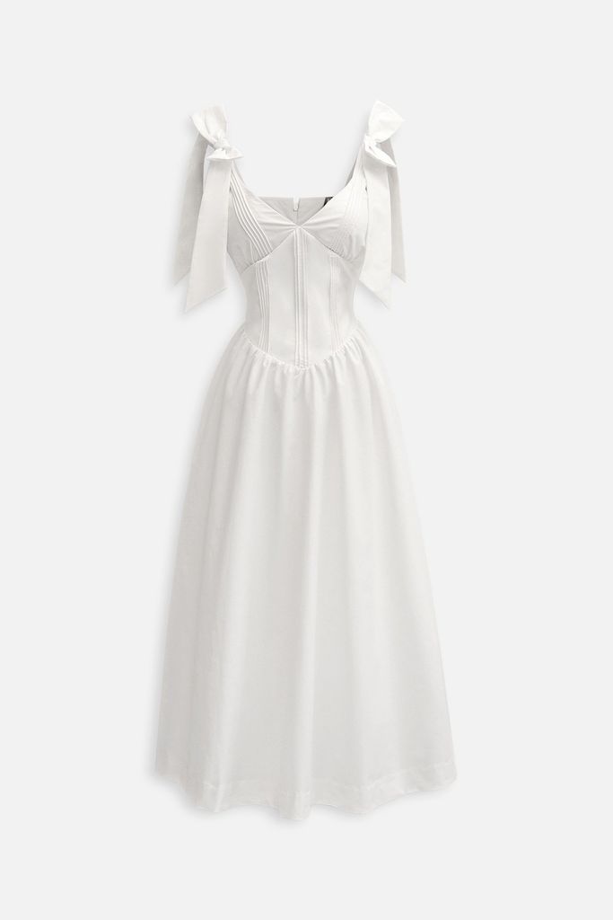  Đầm Dài Bowtie Shoulder Girly 