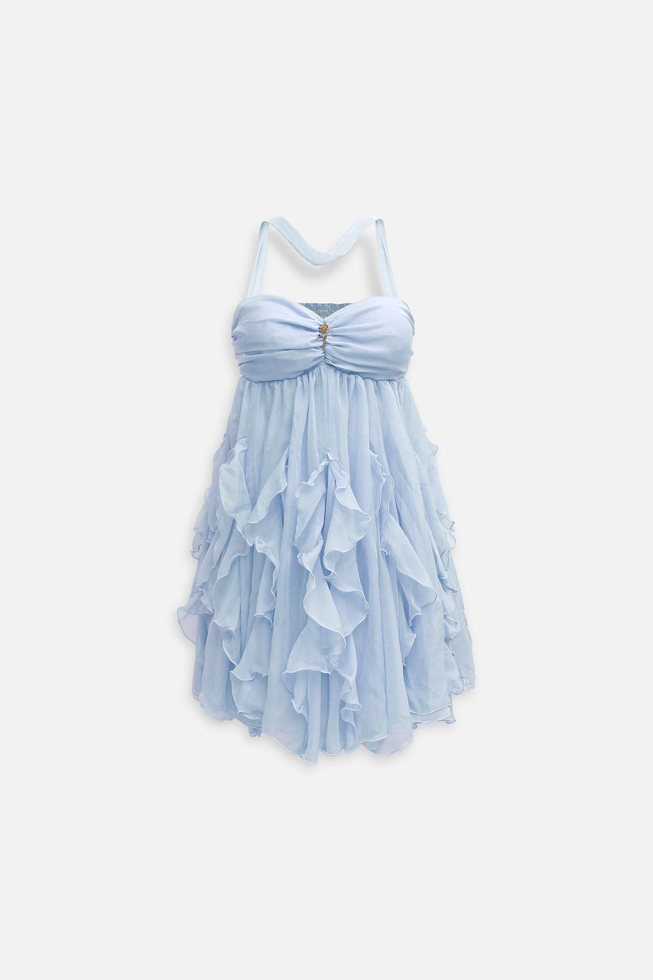 Đầm Ngắn Ivory Strapless Ruffle