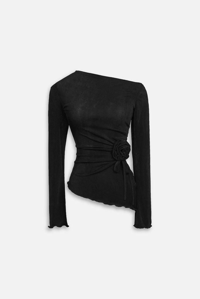  Áo Side Shoulder Flower 