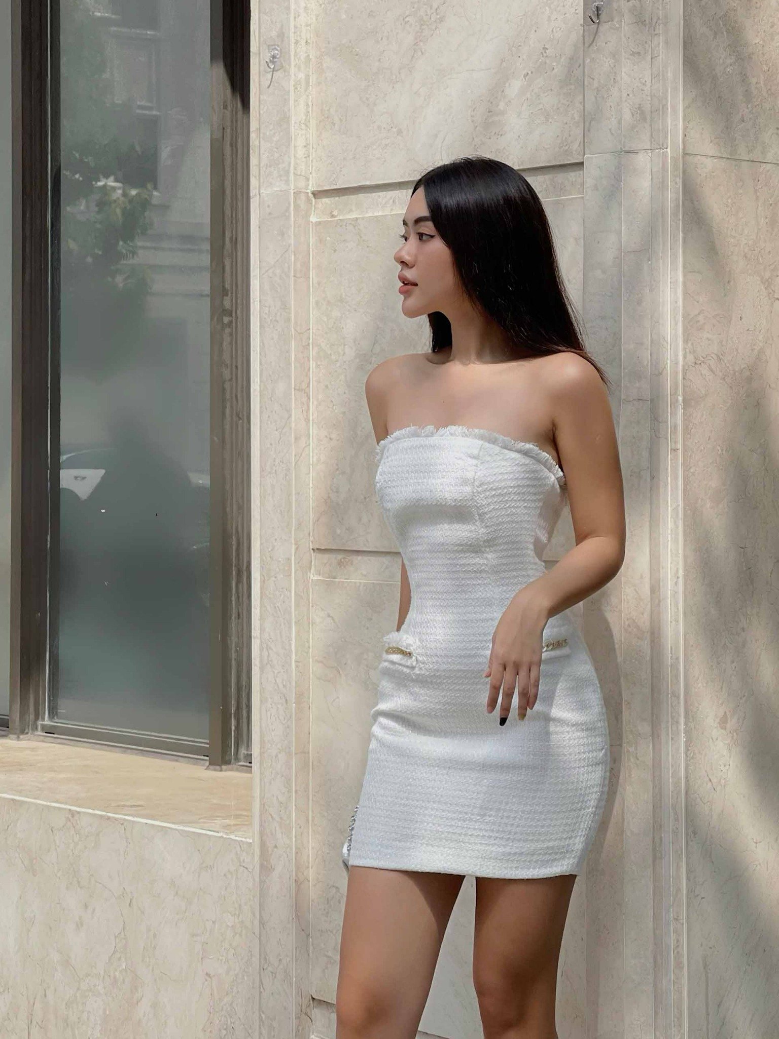 Đầm Ngắn Strapless Golden Chain