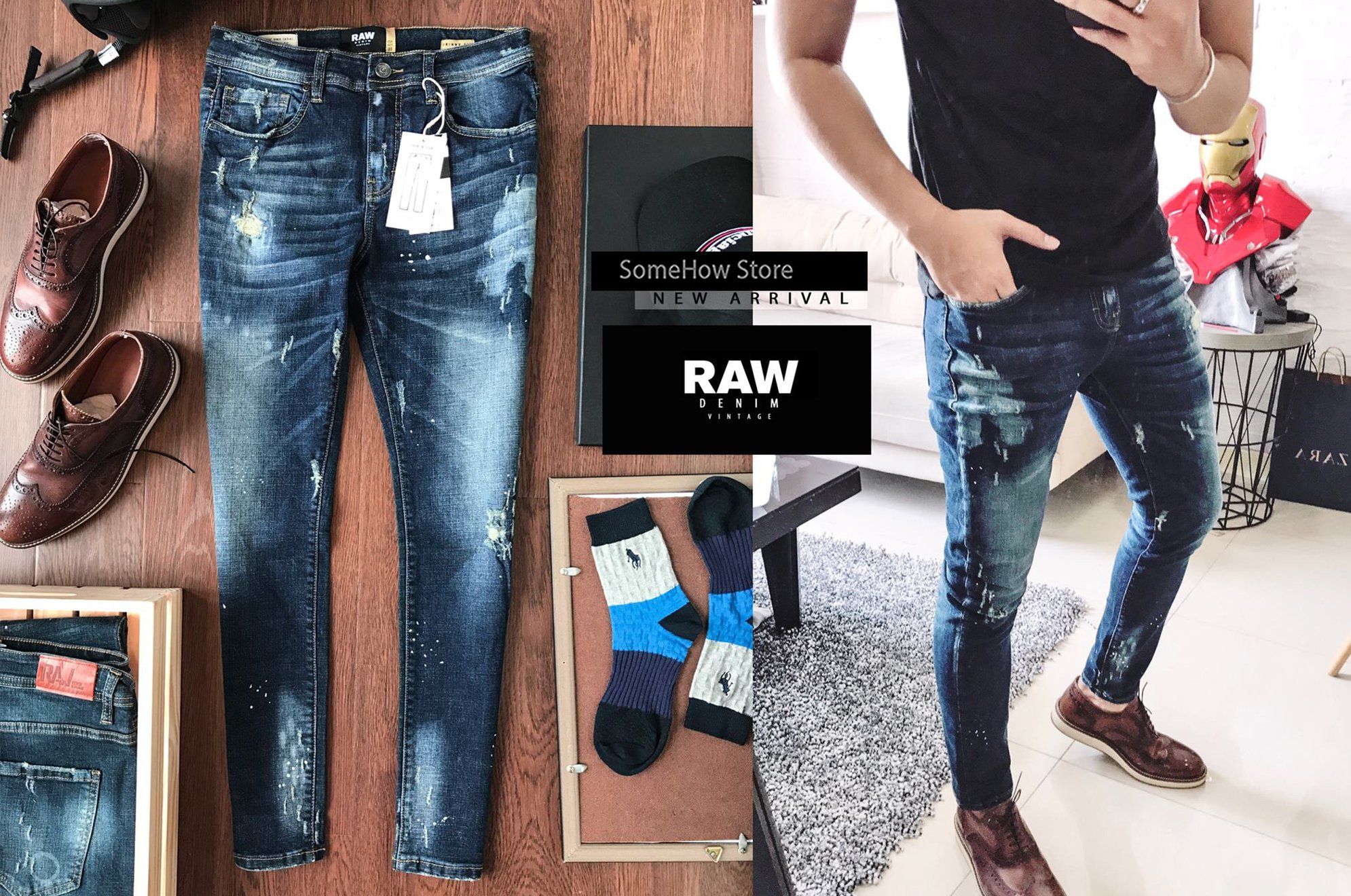 Jean Raw Wash Cào