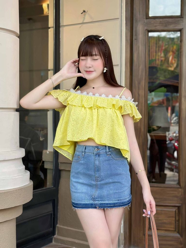  Áo Crop Ruffle Princess 