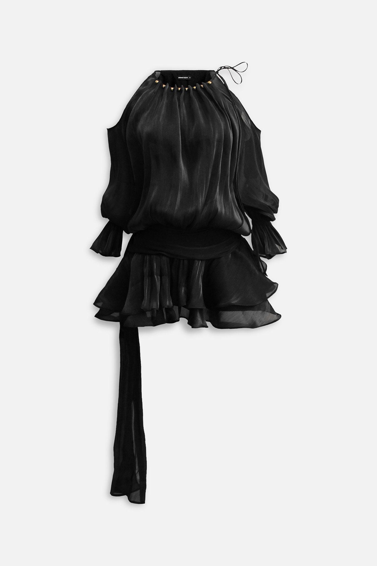 Đầm Ngắn Ivory Off-Shoulder Silk