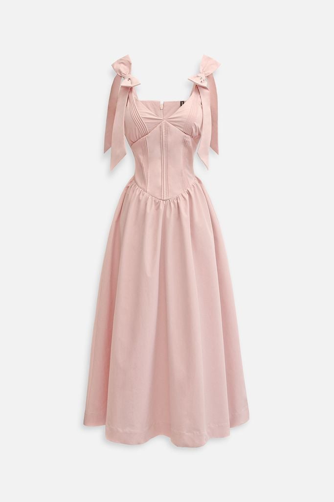  Đầm Dài Bowtie Shoulder Girly 