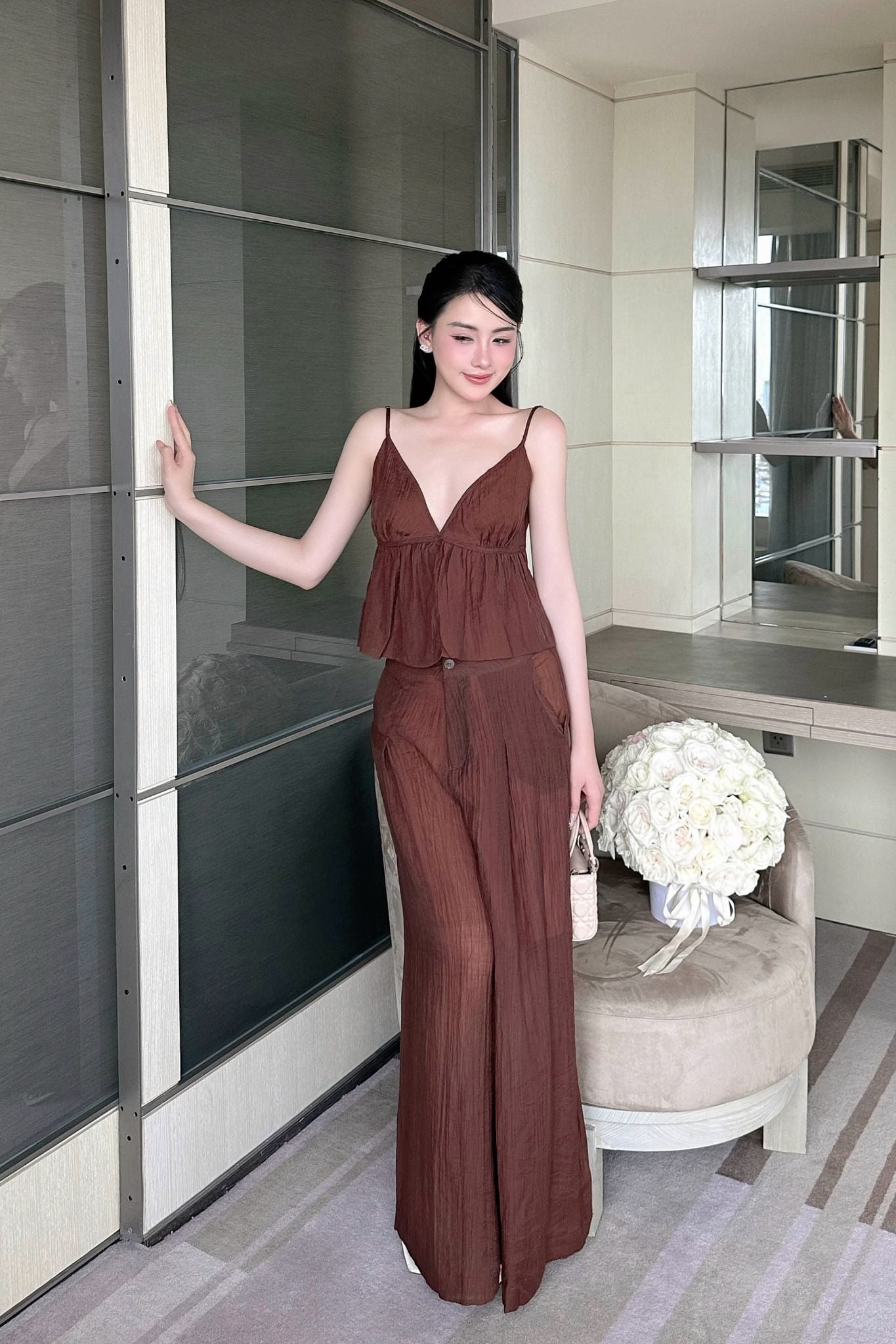  Set String Top Loose Pant Mango 