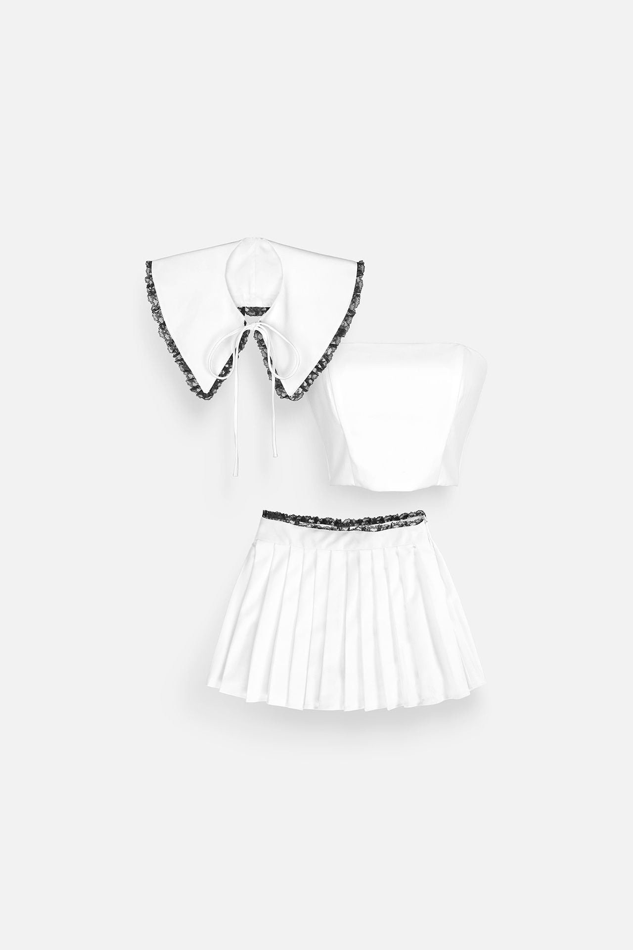 Set Tube Crop Pleat 3 Pieces