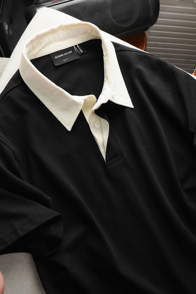 Áo Polo Beige Mixed Collar Cool Fab