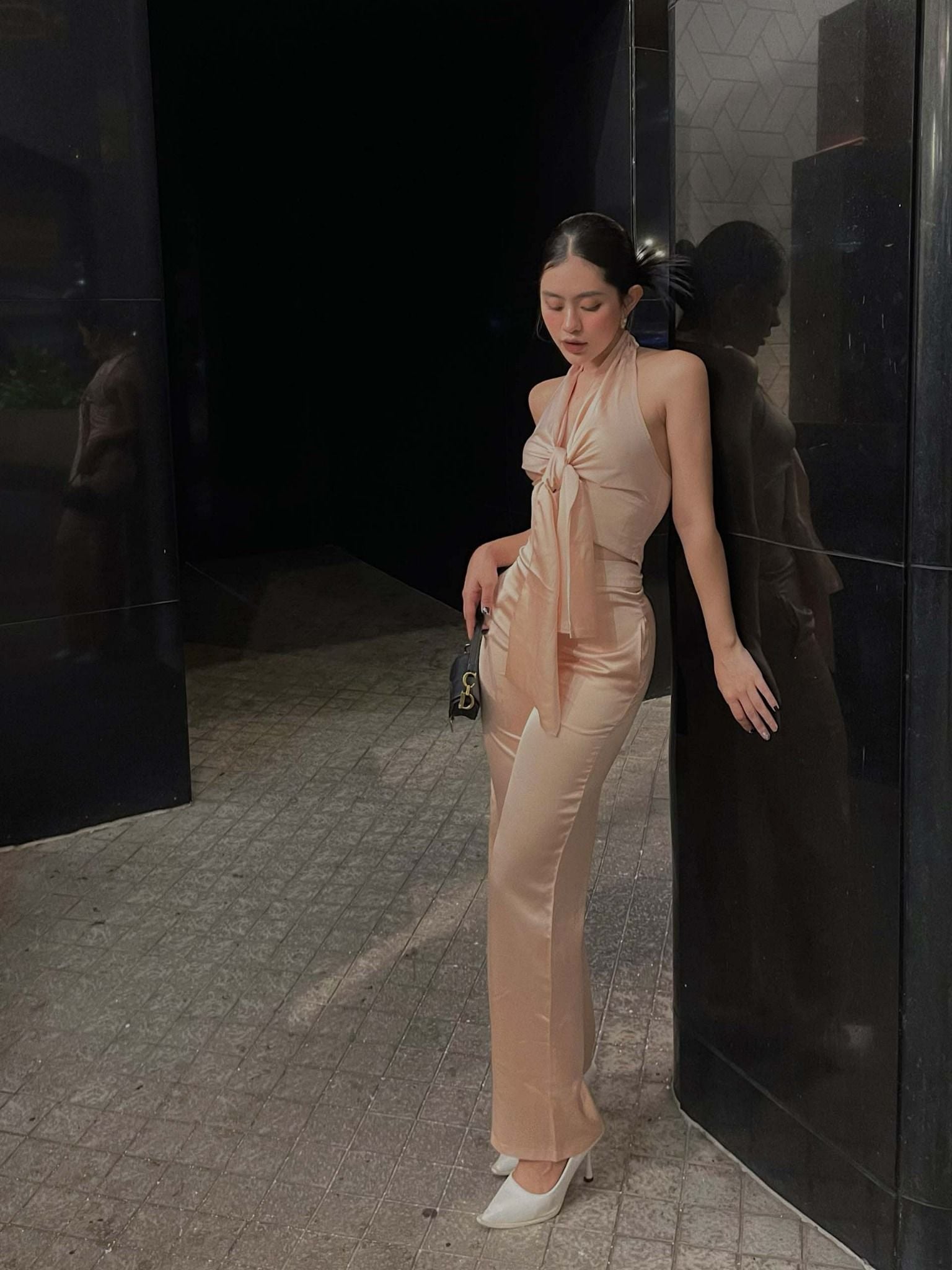 Set Áo Draped Bow Neckline