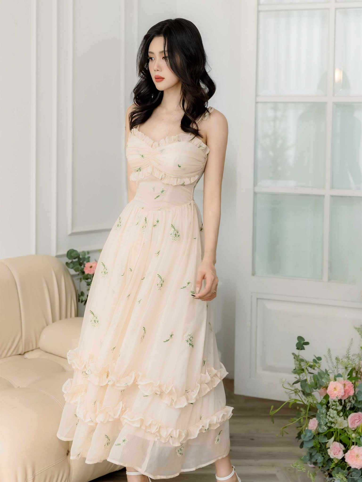 Đầm Dài Sundress Ruff Layers