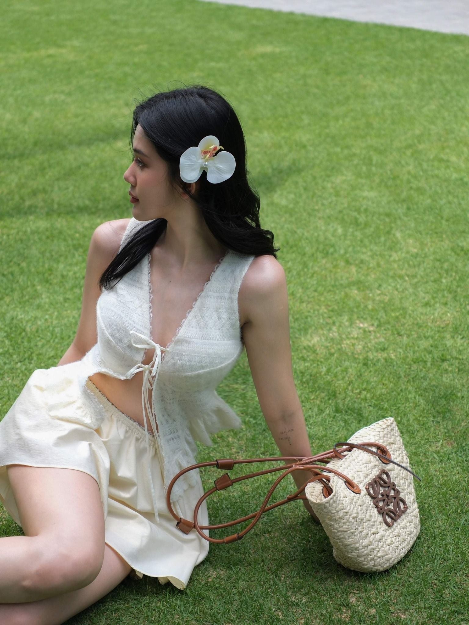 Set Summer Flowers Corset Short Skirt