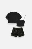 Set Grey Top Sequins Short