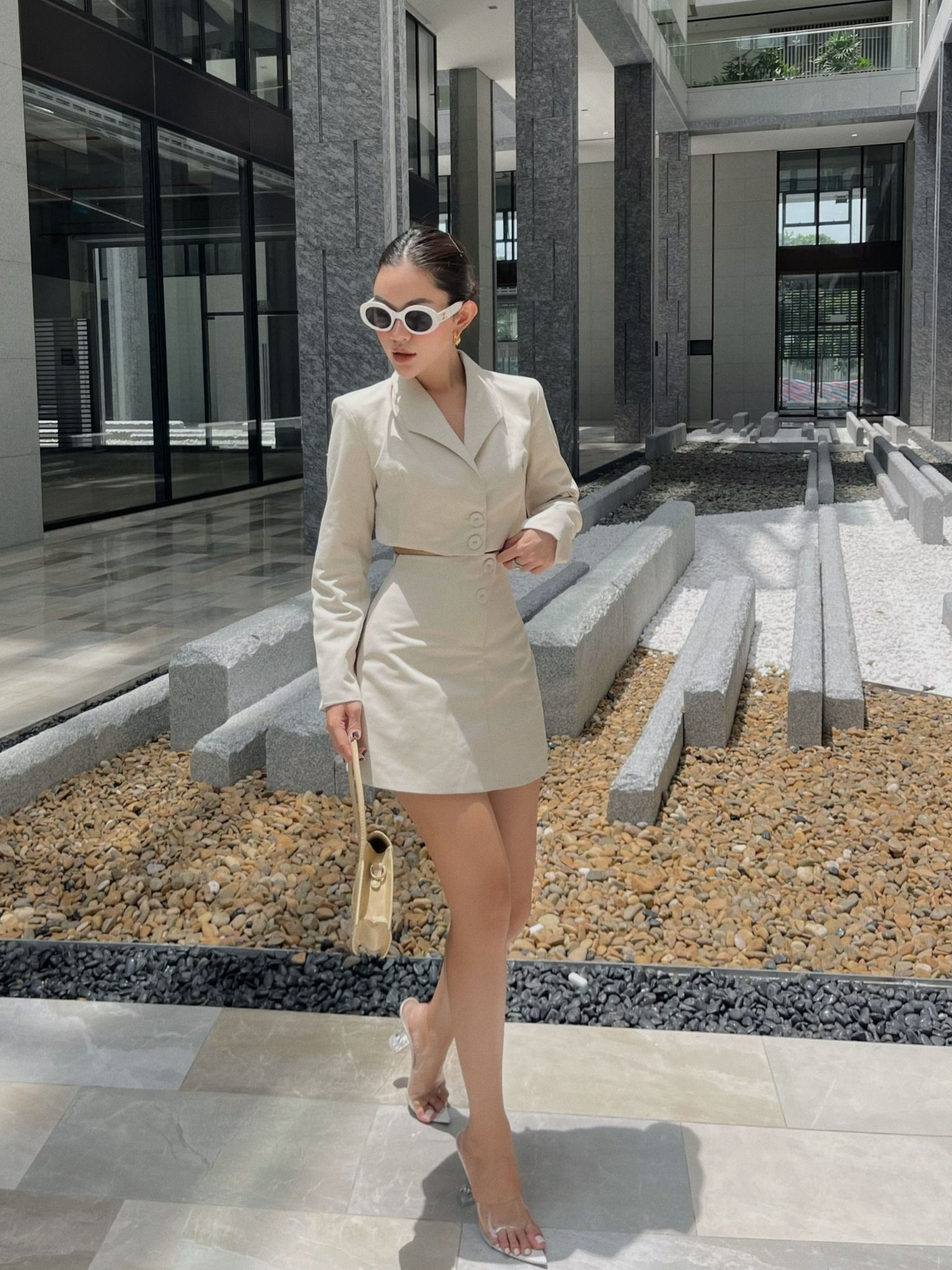 Set Công Sở Nữ NK Fashion Thiết Ké Áo Kẻ Kết Hợp Chân Váy Màu Vải