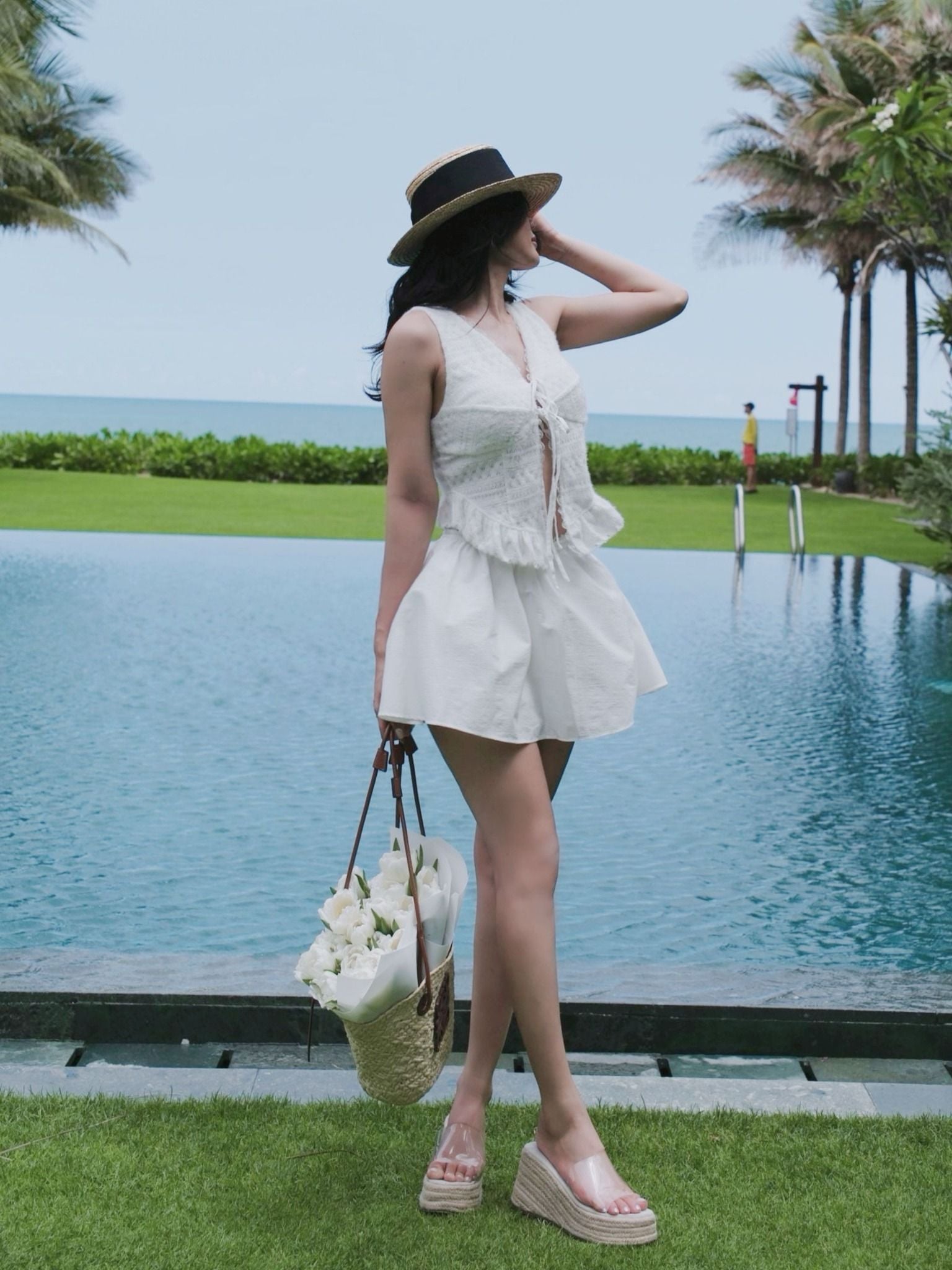 Set Summer Flowers Corset Short Skirt