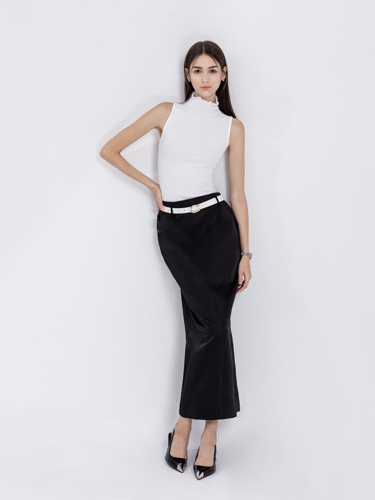 Set Áo Tank Top Long Skirt Belted