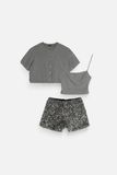 Set Grey Top Sequins Short