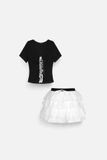Set Áo Strings T-shirt Lace Layers Skirt