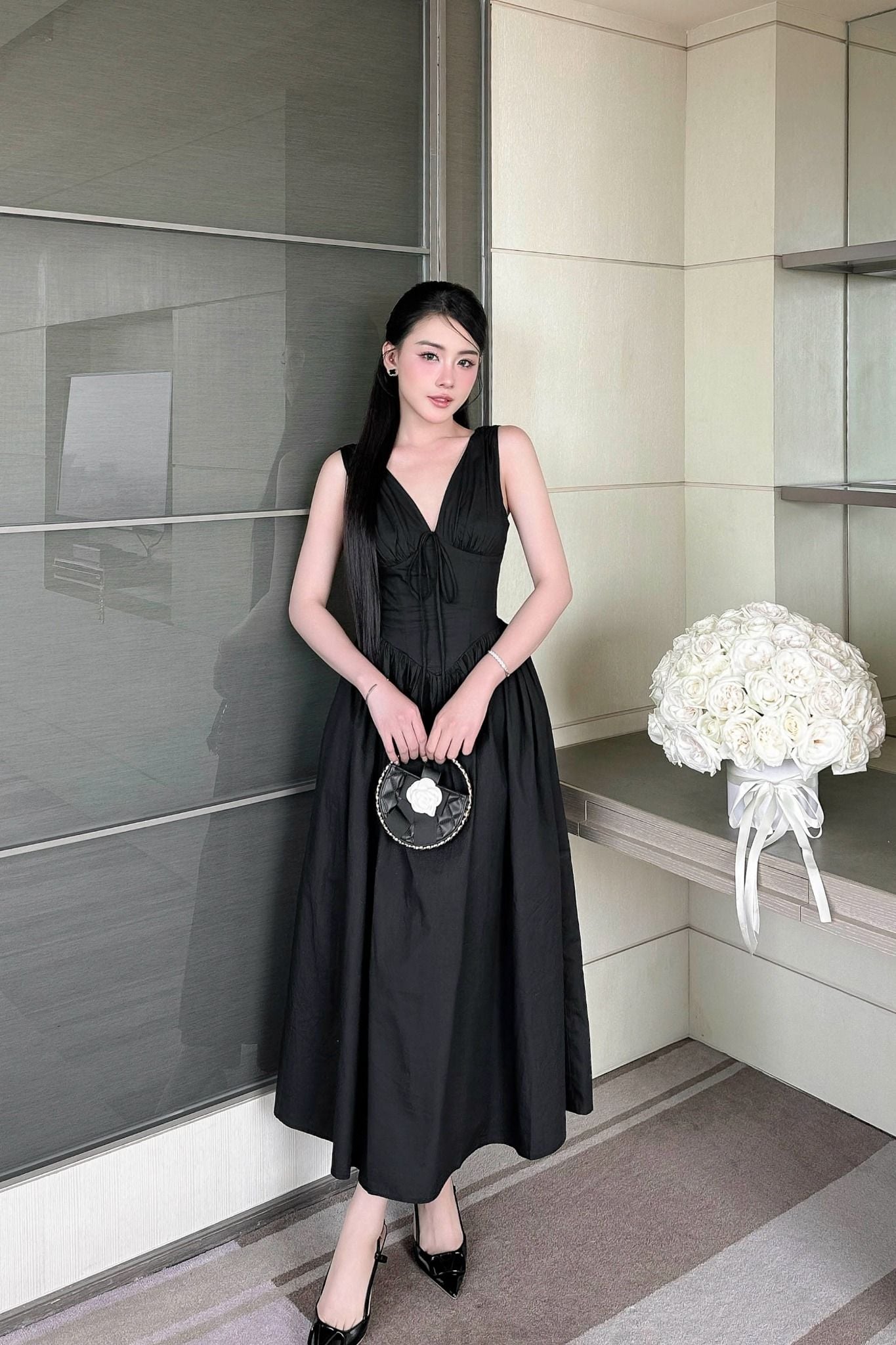 Đầm Dài Vneck Maxi Flowy