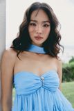 Đầm Ngắn Ivory Strapless Ruffle