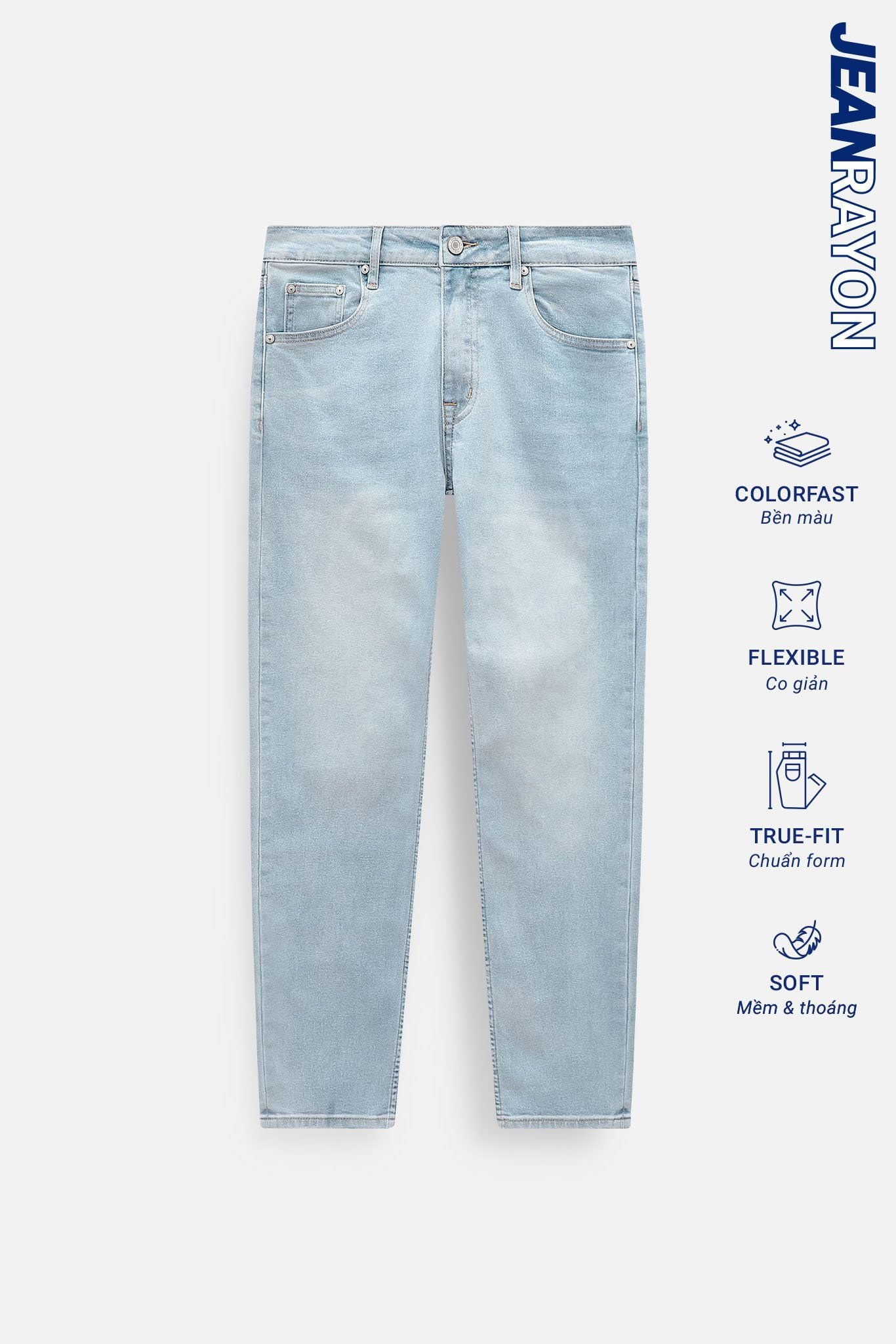 Quần Jean Rayon Slim Sat White Blue
