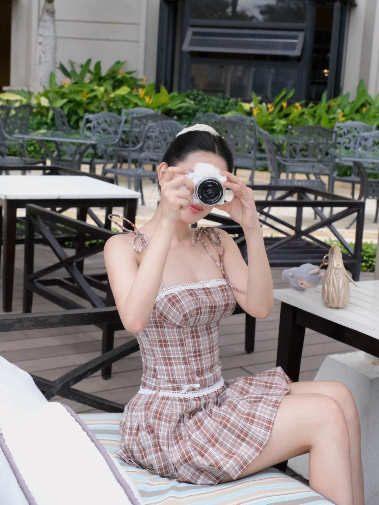 Set String Tube Short Skirt The Checked