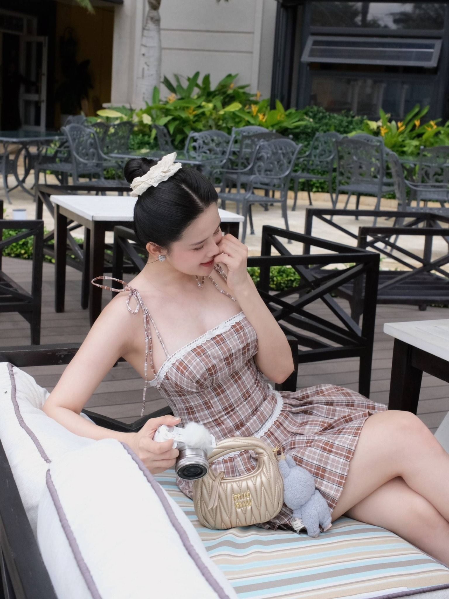 Set String Tube Short Skirt The Checked