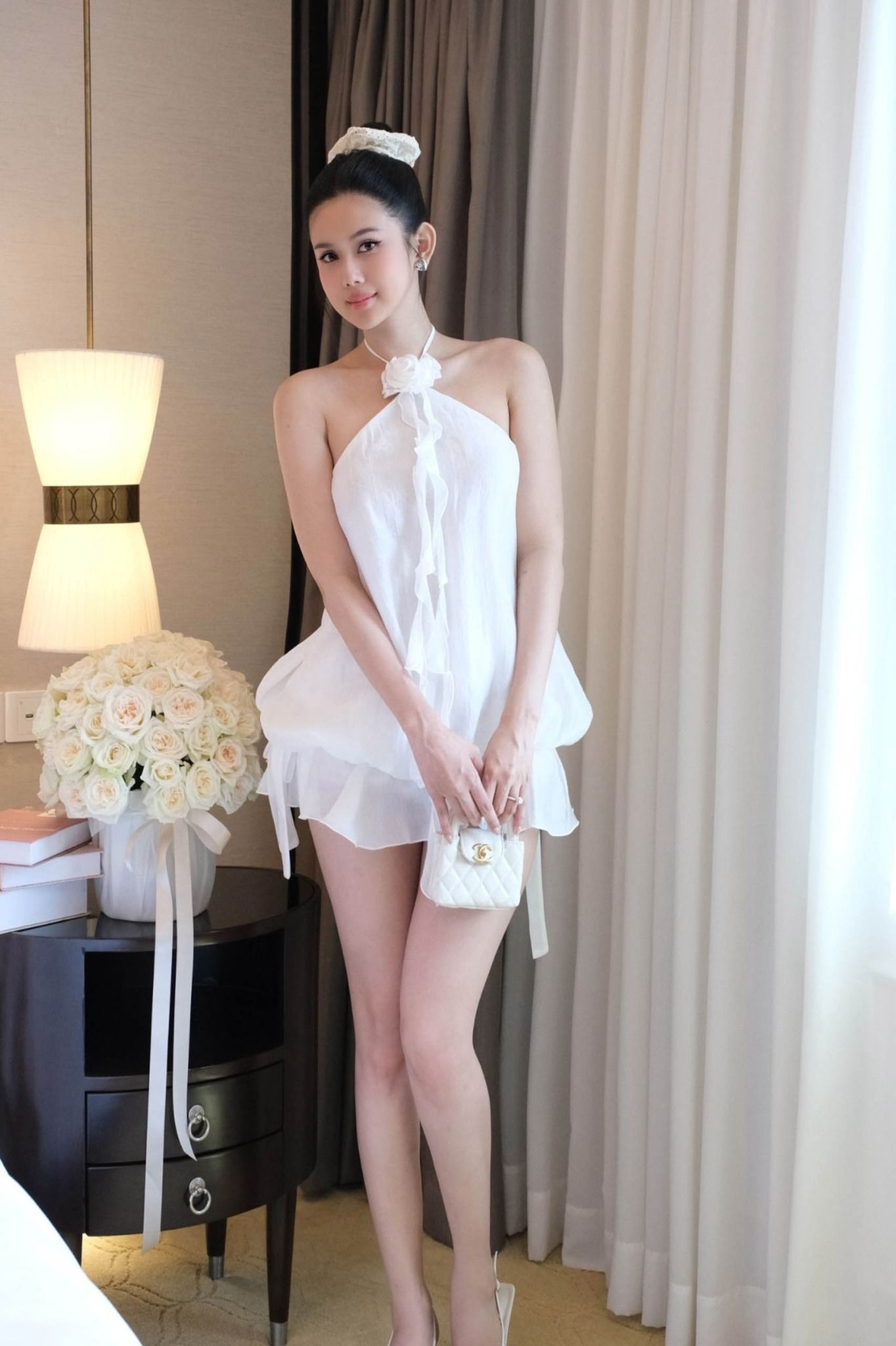 Đầm Ngắn Halter x Floral Mat