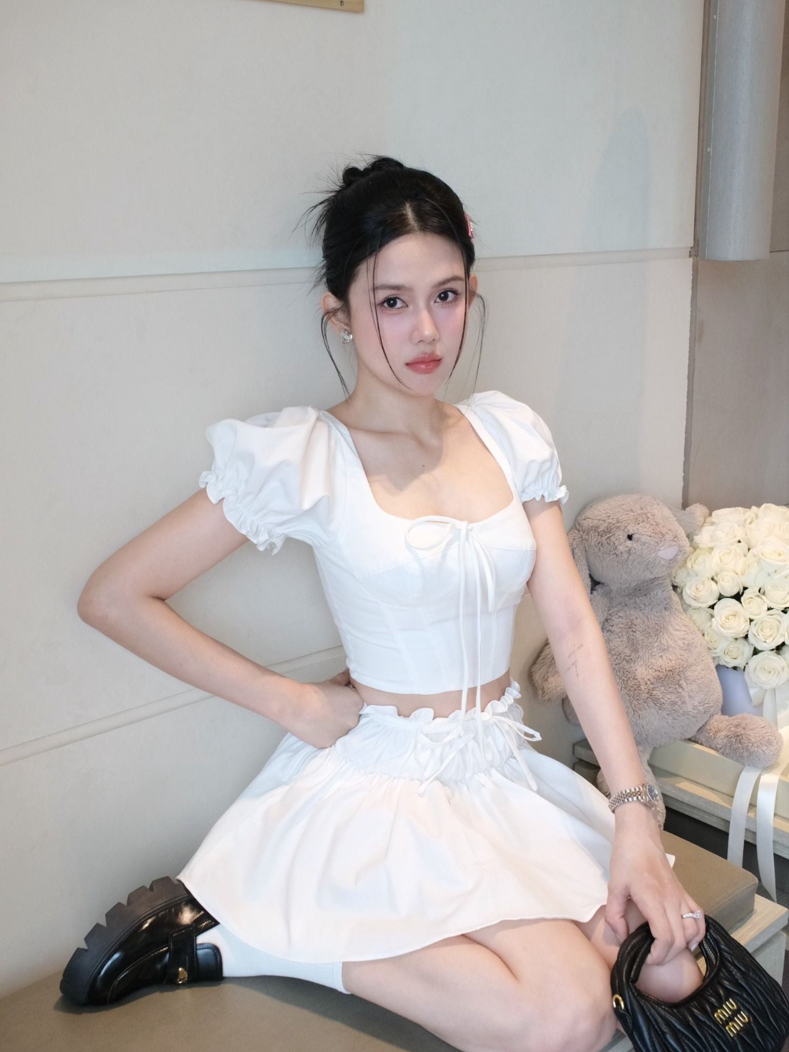 Set Pumpsleeve Top Short Skirt