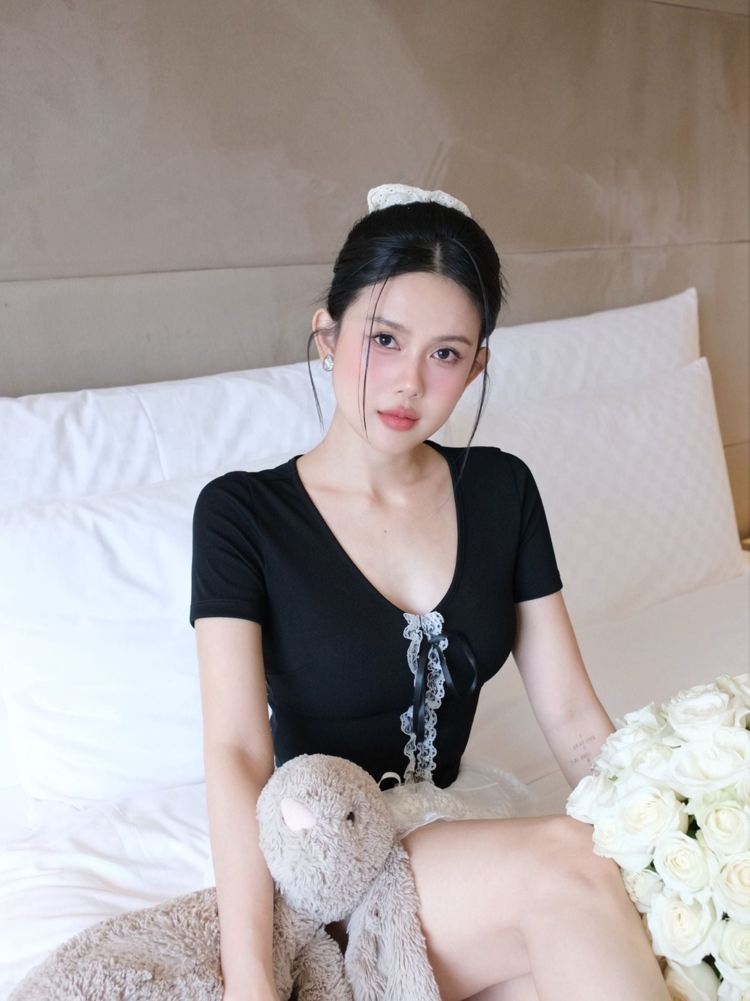 Set Áo Strings T-shirt Lace Layers Skirt