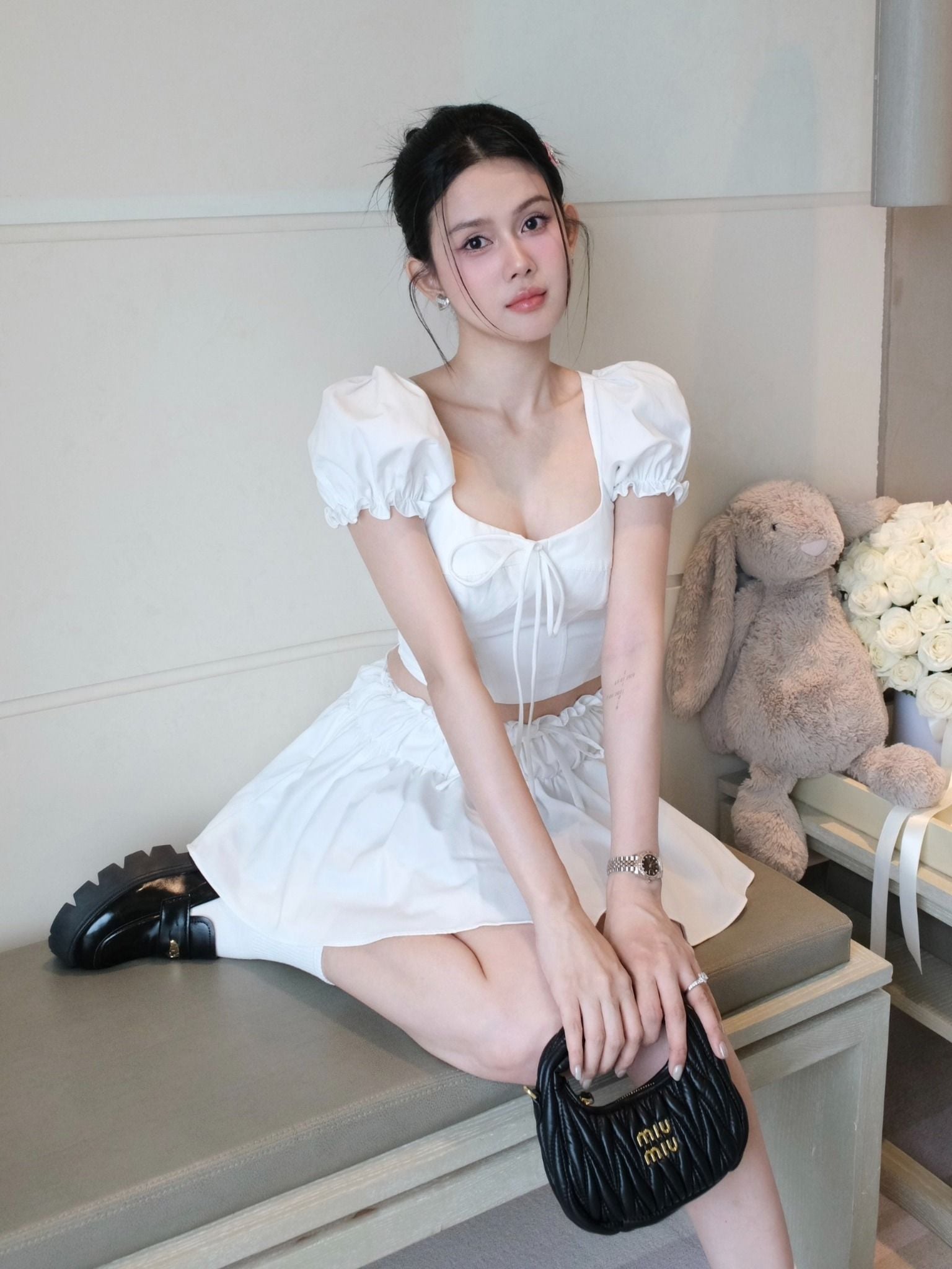 Set Pumpsleeve Top Short Skirt