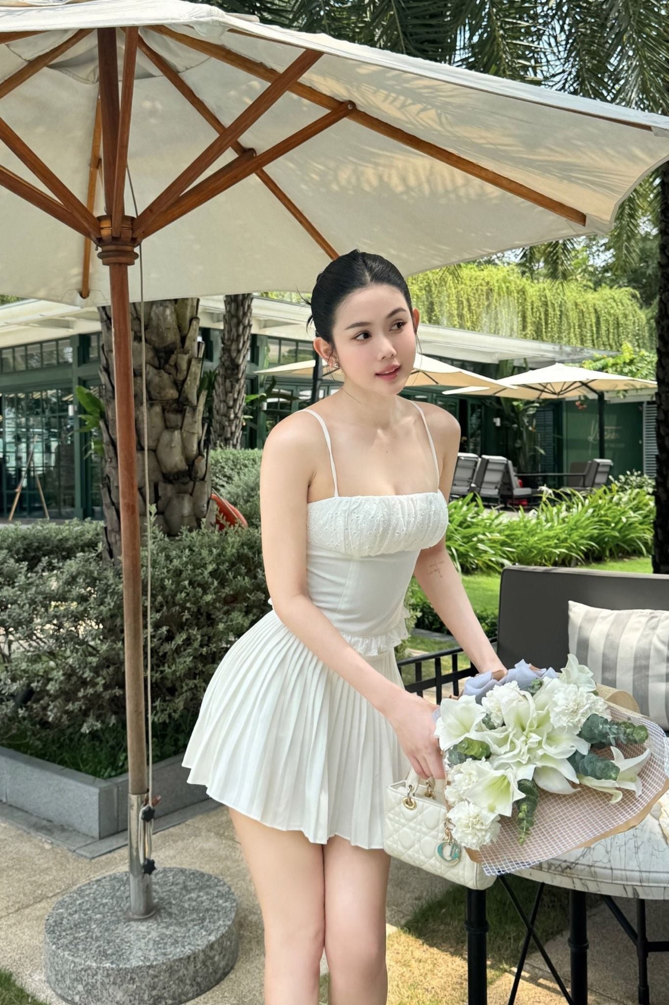 Set Áo Shoulder Reveal Top Short Skirt