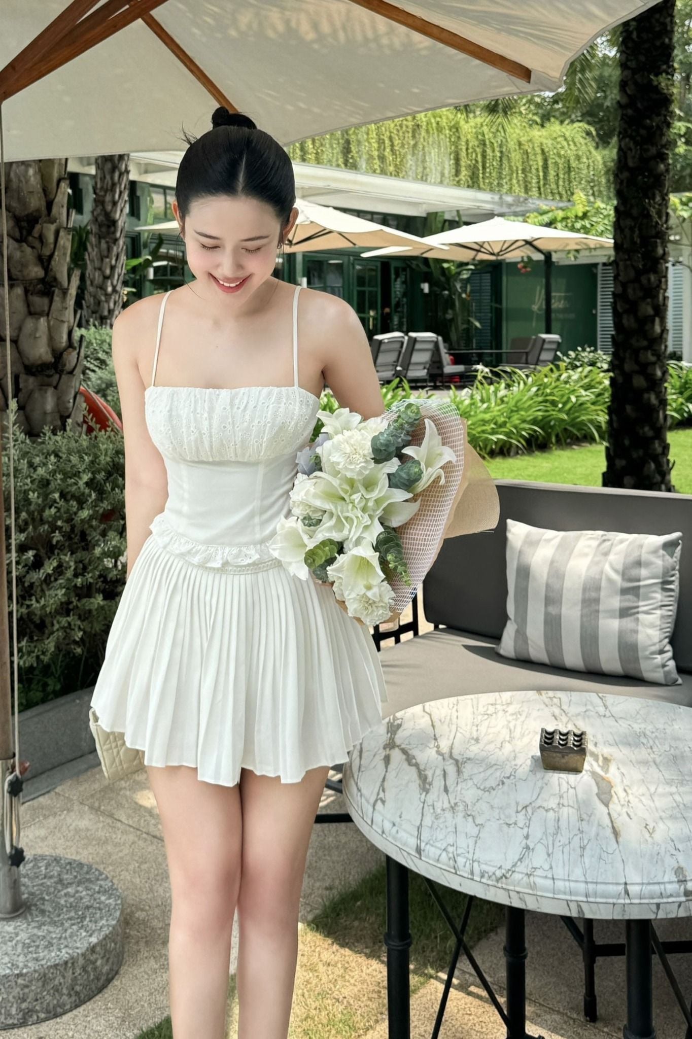 Set Áo Shoulder Reveal Top Short Skirt