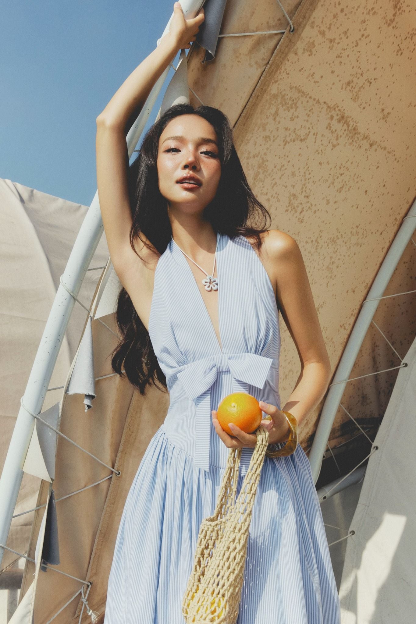 Đầm Dài Halter Frontbow Elegant