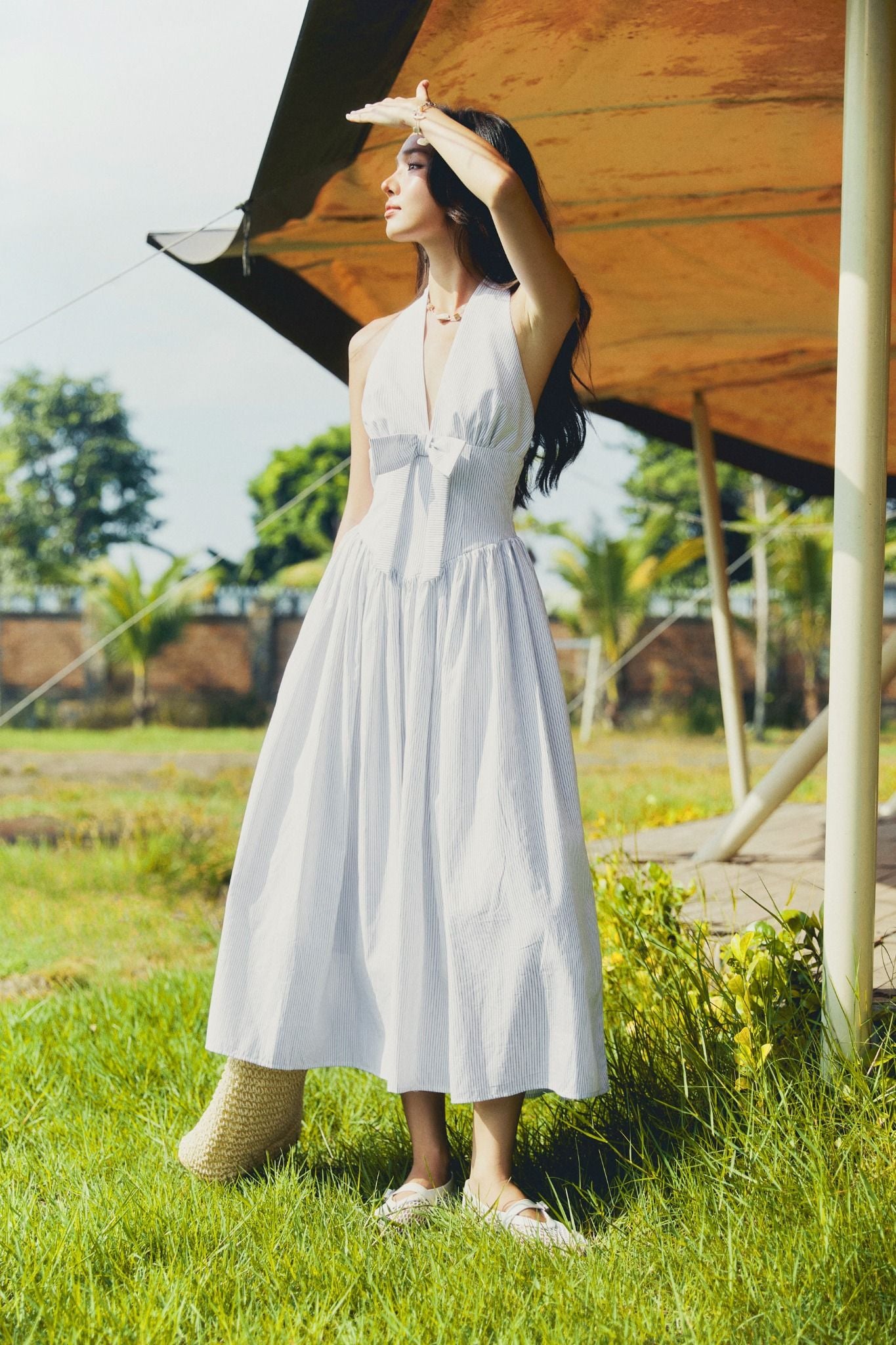  Đầm Dài Halter Frontbow Elegant 