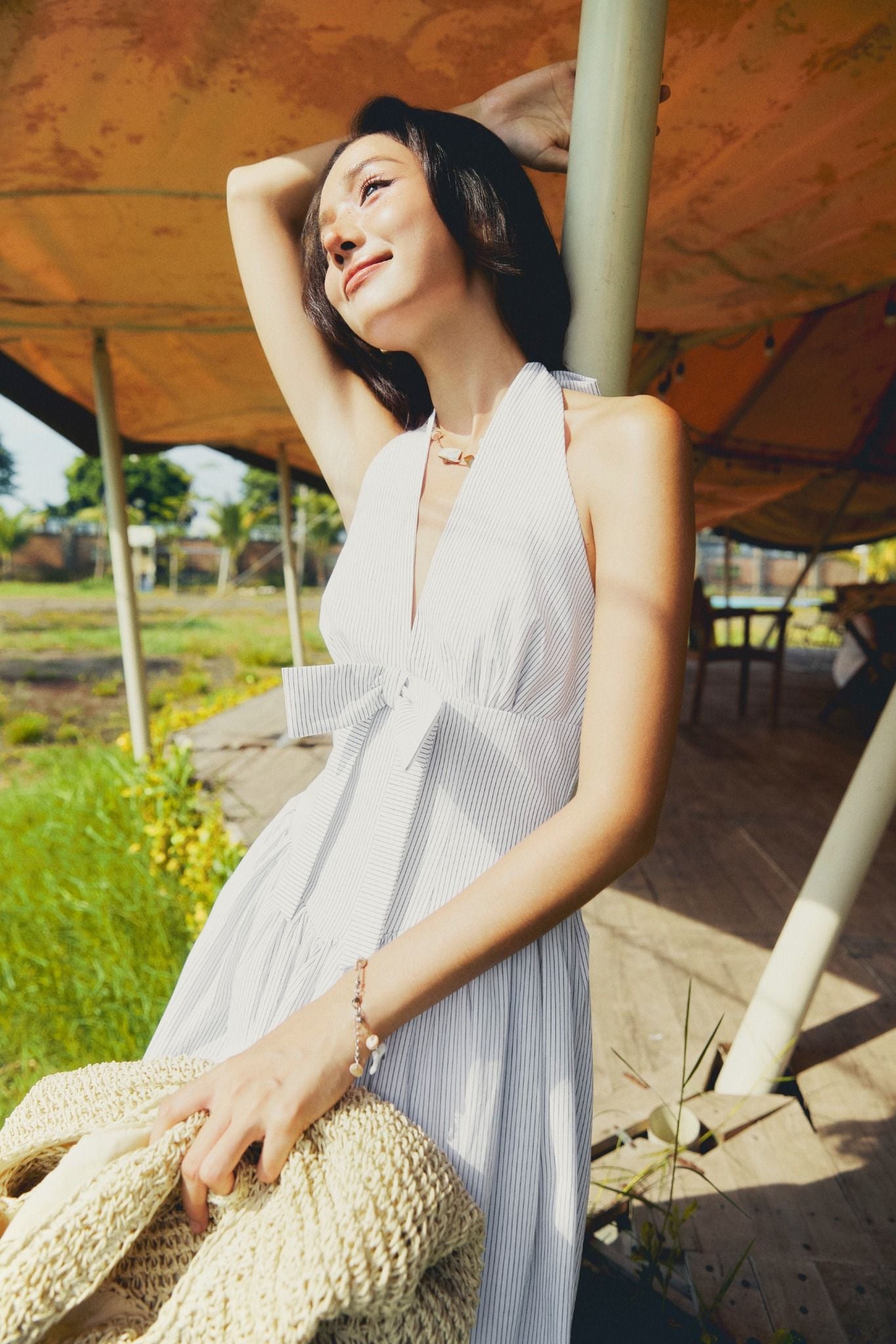 Đầm Dài Halter Frontbow Elegant