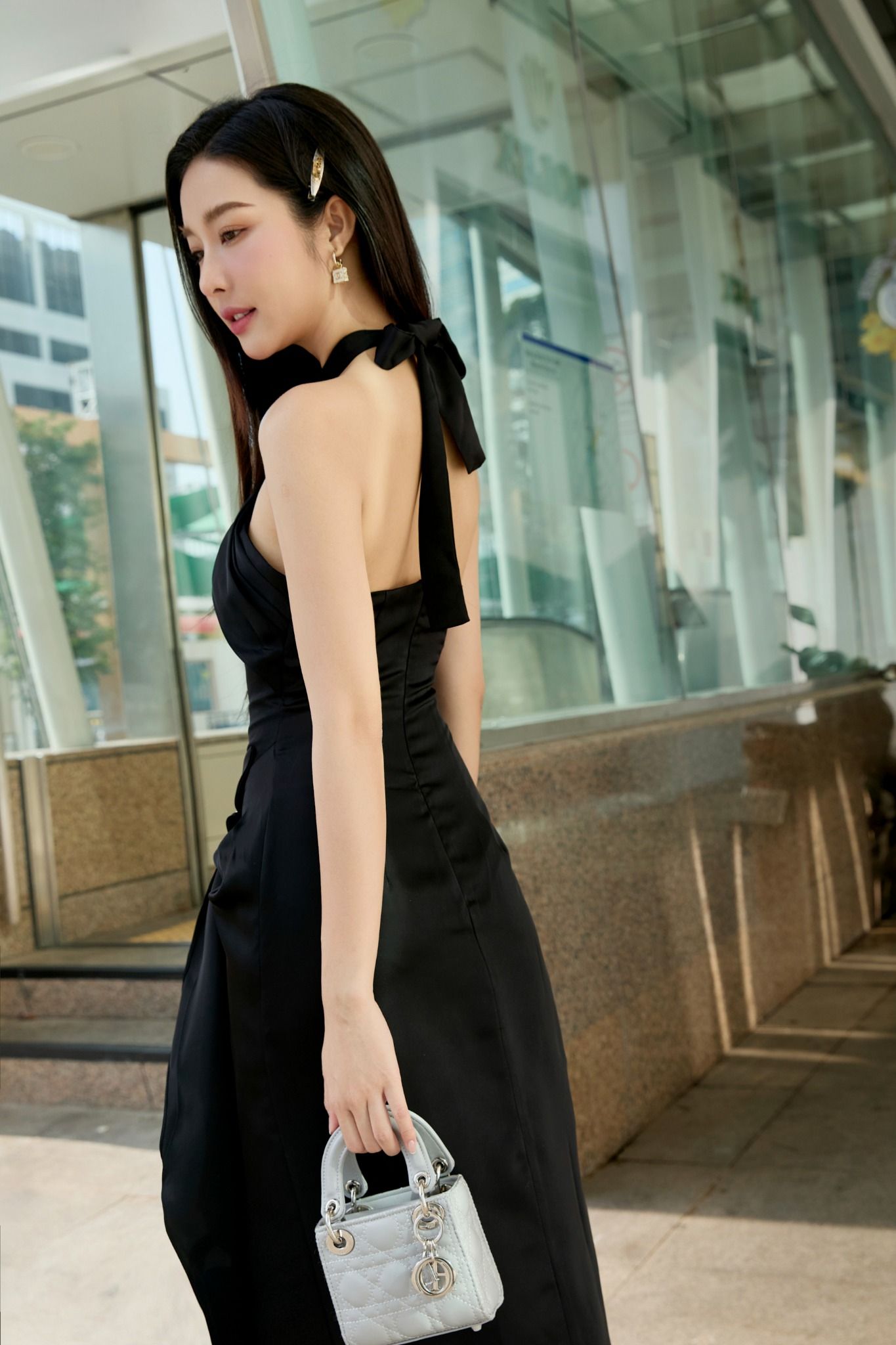 Đầm Dài Halter Split Charming