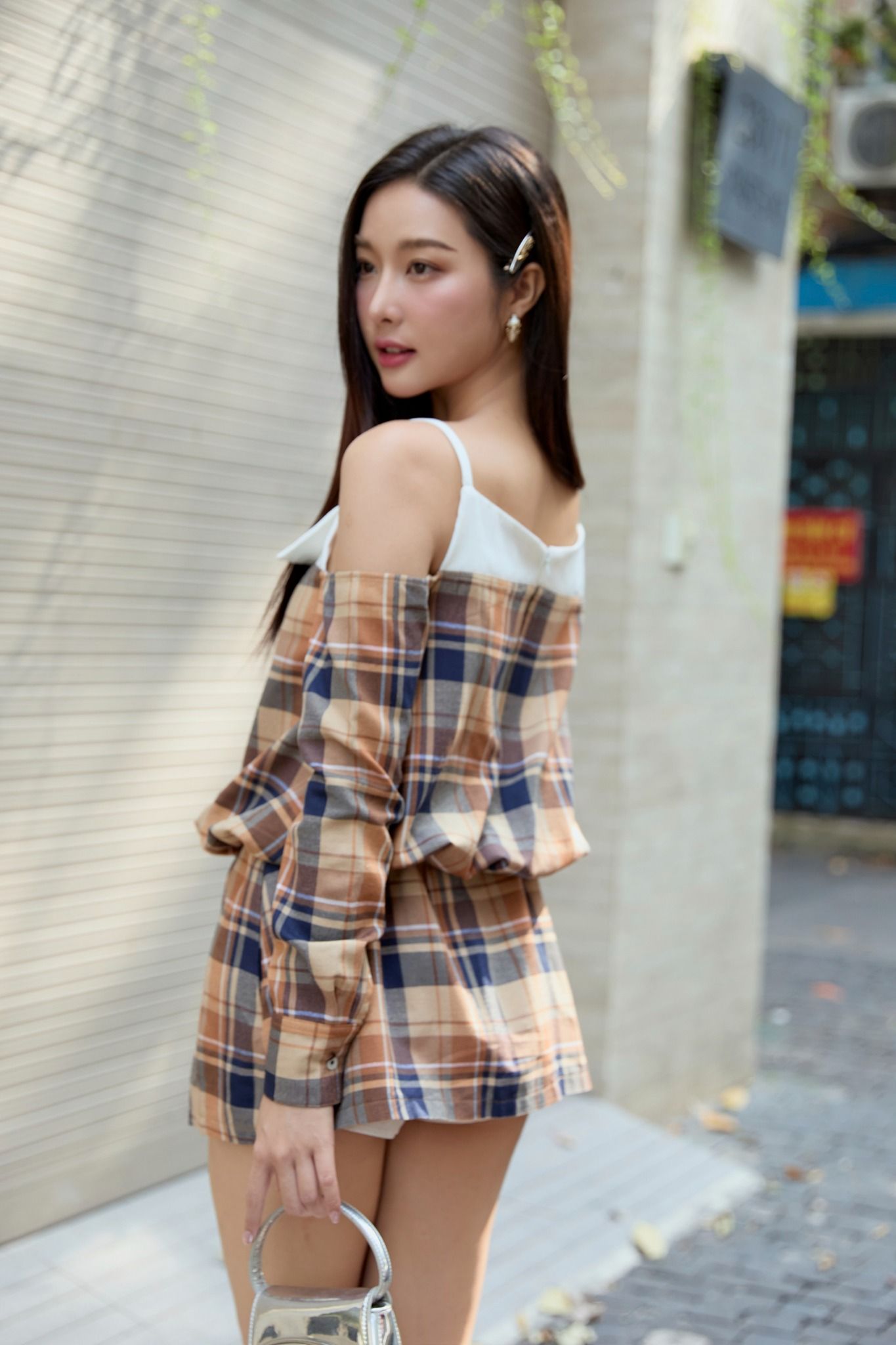 Đầm Ngắn The Checked Bowtie