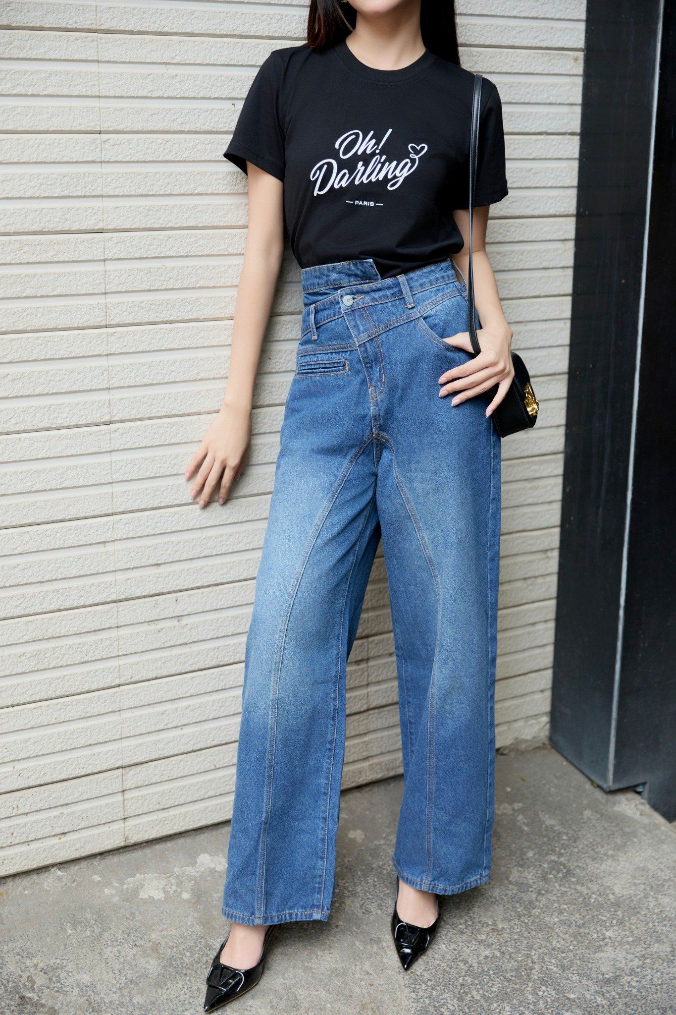 Quần Jean Bias Wide Legs