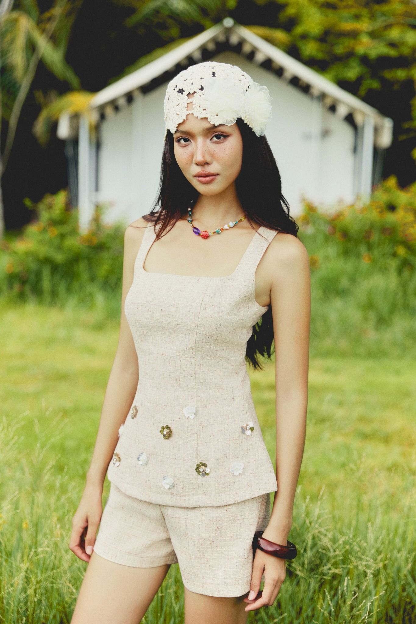 Áo Floral Embellished Peplum