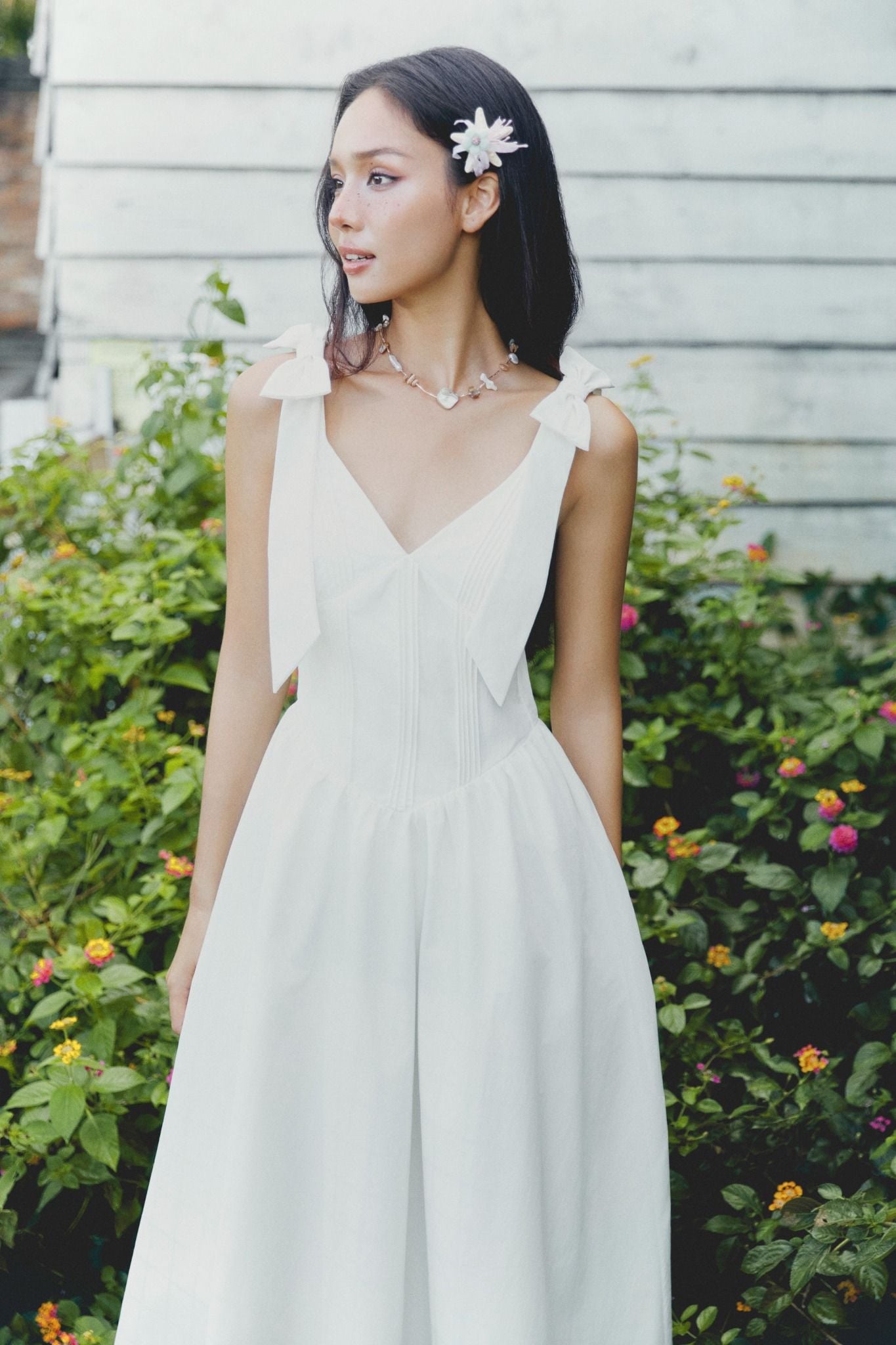 Đầm Dài Bowtie Shoulder Girly