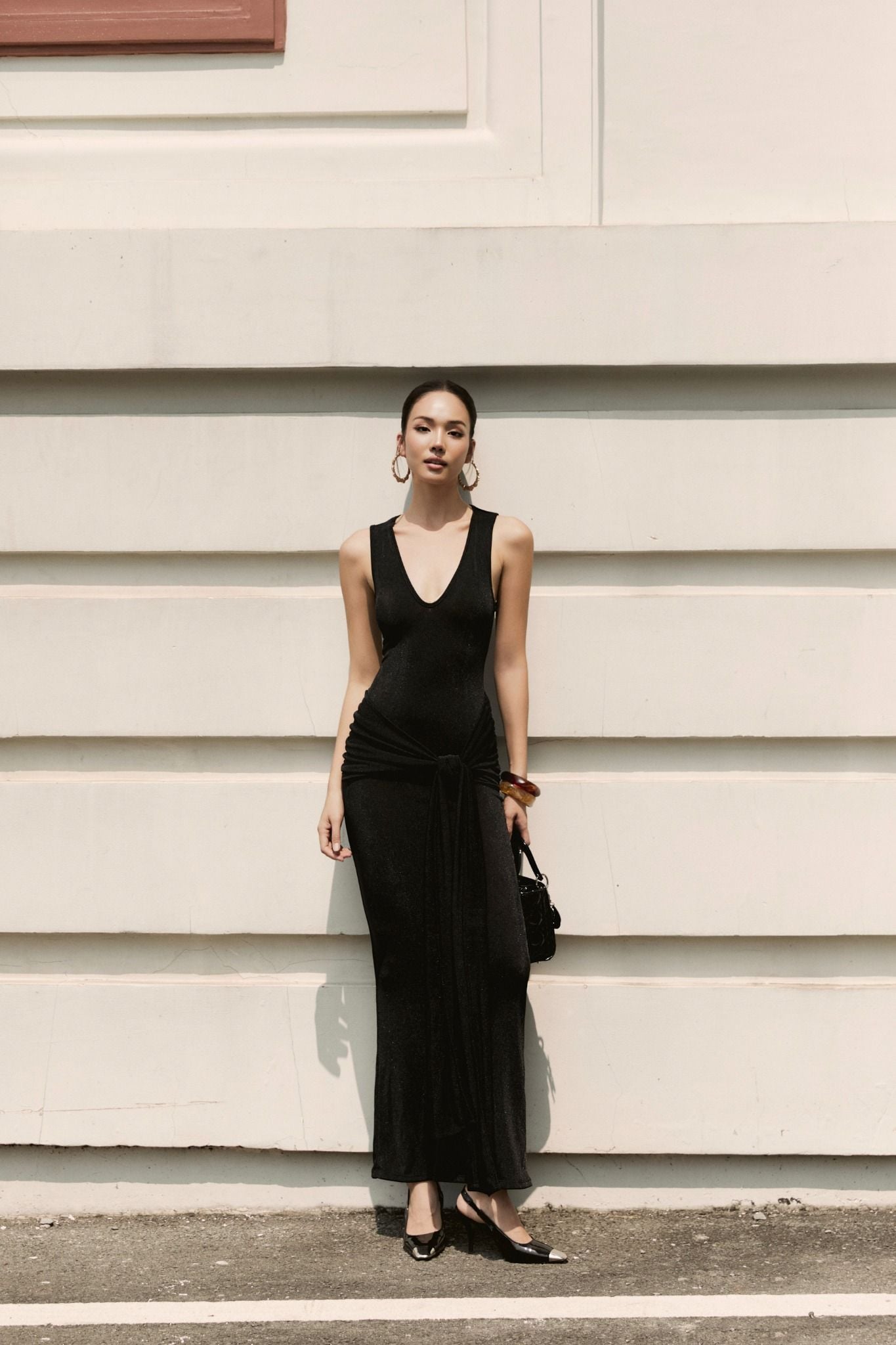  Đầm Dài Sleeveless Wrap Waist 